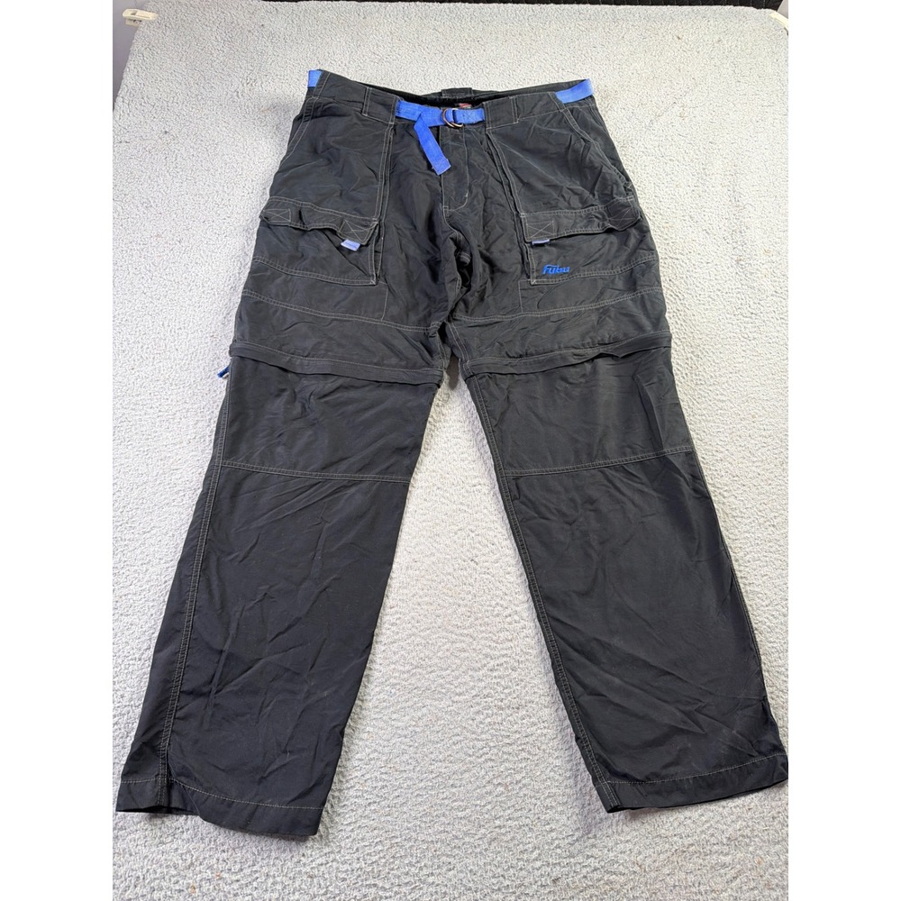 FUBU Convertible Cargo Pants Mens 38 Black Zip Off Shorts Streetwear Y2K
